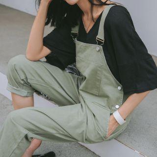Tapered Cotton Overall Pants
