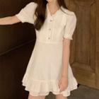Short-sleeve Button-up Blouse / Mini Dress