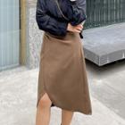 Slit Asymmetrical Midi Skirt