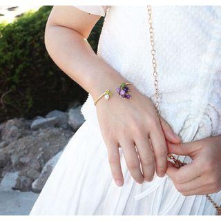 Faux Pearl Resin Grapes Open Bangle Gold - One Size