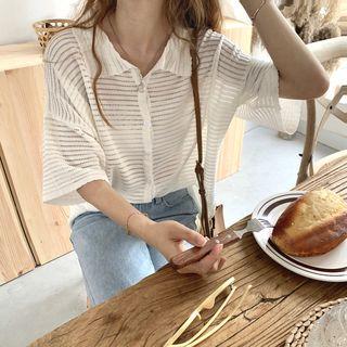 Plain Short-sleeve Light Knit Top