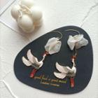 Crane Glaze Petal Fabric Dangle Earring
