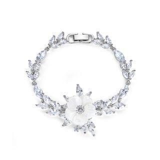 Elegant And Fashion Flower Bracelet With Cubic Zirconia Silver - One Size