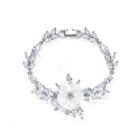 Elegant And Fashion Flower Bracelet With Cubic Zirconia Silver - One Size