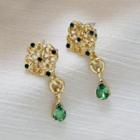 925 Sterling Silver Rhinestone Drop Earring 1 Pair - S925 Sterling Silver Stud Earring - One Size