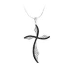 925 Sterling Silver Cross Pendant With Black And White Cubic Zircon And Necklace