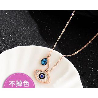 Rose Gold Blue Eye Necklace  - Blue Eyes Necklace Rose Gold