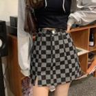 High-waist Chessboard A-line Skirt