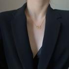 Interlocking Heart Pendant Alloy Necklace Gold - One Size