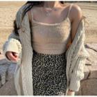 Cable Knit Cardigan / Spaghetti Strap Knit Top