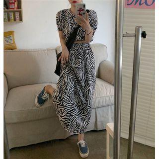 Zebra Printed Short-sleeve Top / Skirt