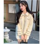 Contrast Trim Collared Jacket / Mini A-line Skirt