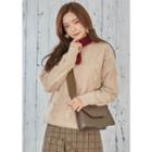 Crew-neck Lace-trim Furry Sweater