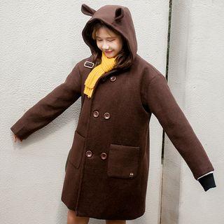 Ear Hood Double-breasted Coat