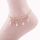 Faux Pearl Layered Anklet Gold - One Size