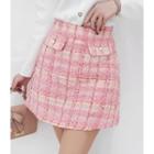 Inset Shorts Tweed A-line Miniskirt Pink - One Size