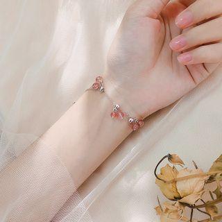 925 Sterling Silver Bead Bracelet Pink - One Size