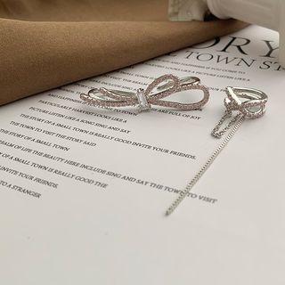 Knot Rhinestone Alloy Cuff Earring / Layered Chain Alloy Cuff Earring / Set