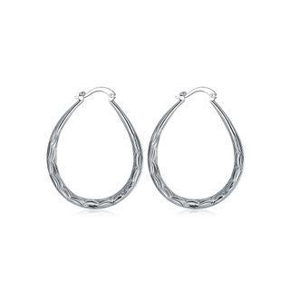 Fashion Oval Fish Pattern Earrings Silver - One Size