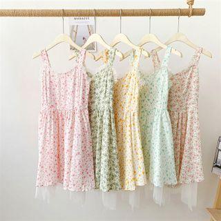 Floral Panel Mesh Sleeveless Dress
