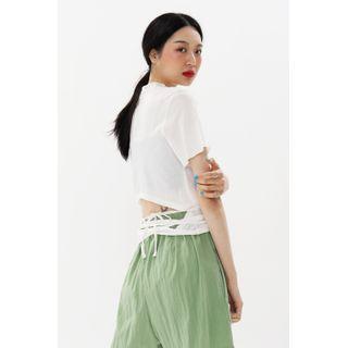 Mock-neck Strappy T-shirt