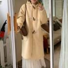 Long-sleeve Toggle Woolen Coat Light Yellow - One Size