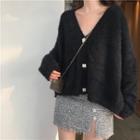 Buttoned Loose-fit Cardigan / Glittered Skirt