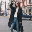 Contrast-trim Long Zip Coat