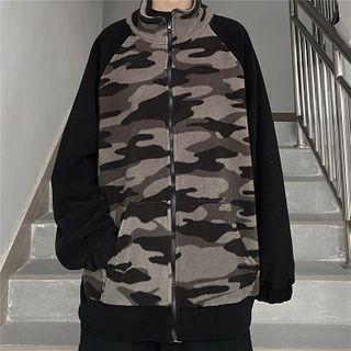 Camo Panel Stand-collar Jacket