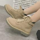 Lace-up Adhesive Strap Ankle Boots