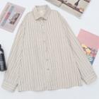 Cross Print Button-up Sweater Vest / Striped Shirt