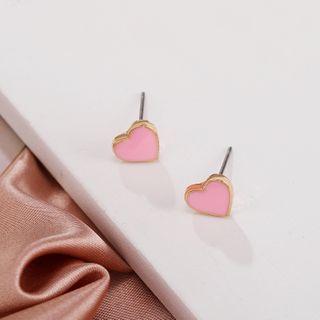 Heart Glaze Earring 1 Pair - Pink - One Size