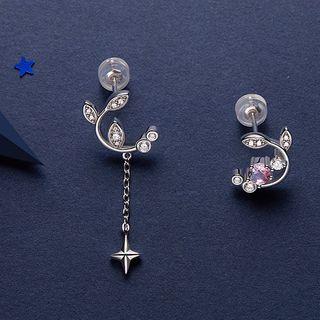 Non-matching Faux Crystal Branches Dangle Earring 1 Pair - Stud Earring - As Shown In Figure - One Size