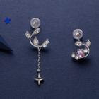 Non-matching Faux Crystal Branches Dangle Earring 1 Pair - Stud Earring - As Shown In Figure - One Size