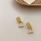 Resin Alloy Square Earring 1 Pair - 925 Silver - Stud Earring - Gold - One Size