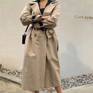 Double-breasted Contrast-trim Trench Coat
