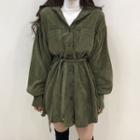 Lantern-sleeve Long Corduroy Shirt