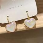 Heart Drop Earring B4-1-7 - 1 Pair - Gold & White - One Size