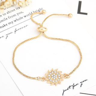 Rhinestone Pinwheel Bracelet Gold - One Size