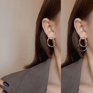 Double Oval 925 Sterling Silver Drop Earring 1 Pair - E2536 - Gold - One Size