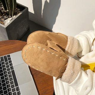 Contrast Stitching Faux Suede Mittens