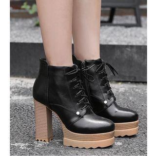 Lace-up Chunky-heel Platform Ankle Boots