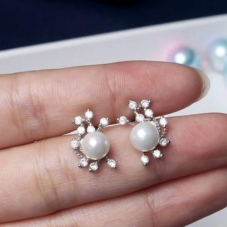 Silver Faux Pearl Earring