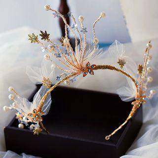 Rhinestone Headband Headpiece - Gold - One Size