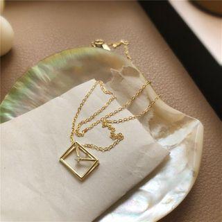 925 Sterling Silver Envelope Pendant Necklace Xl0877 - As Shown In Figure - One Size