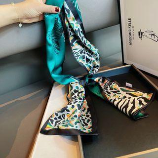 Peacock Print Scarf Green & Black & White - One Size