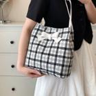Bow Plaid Tote Bag