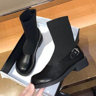 Faux Leather Elastic Short Boots