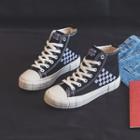 Checkerboard Print High-top Sneakers