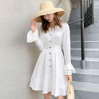 Long-sleeve Collar Mini A-line Dress